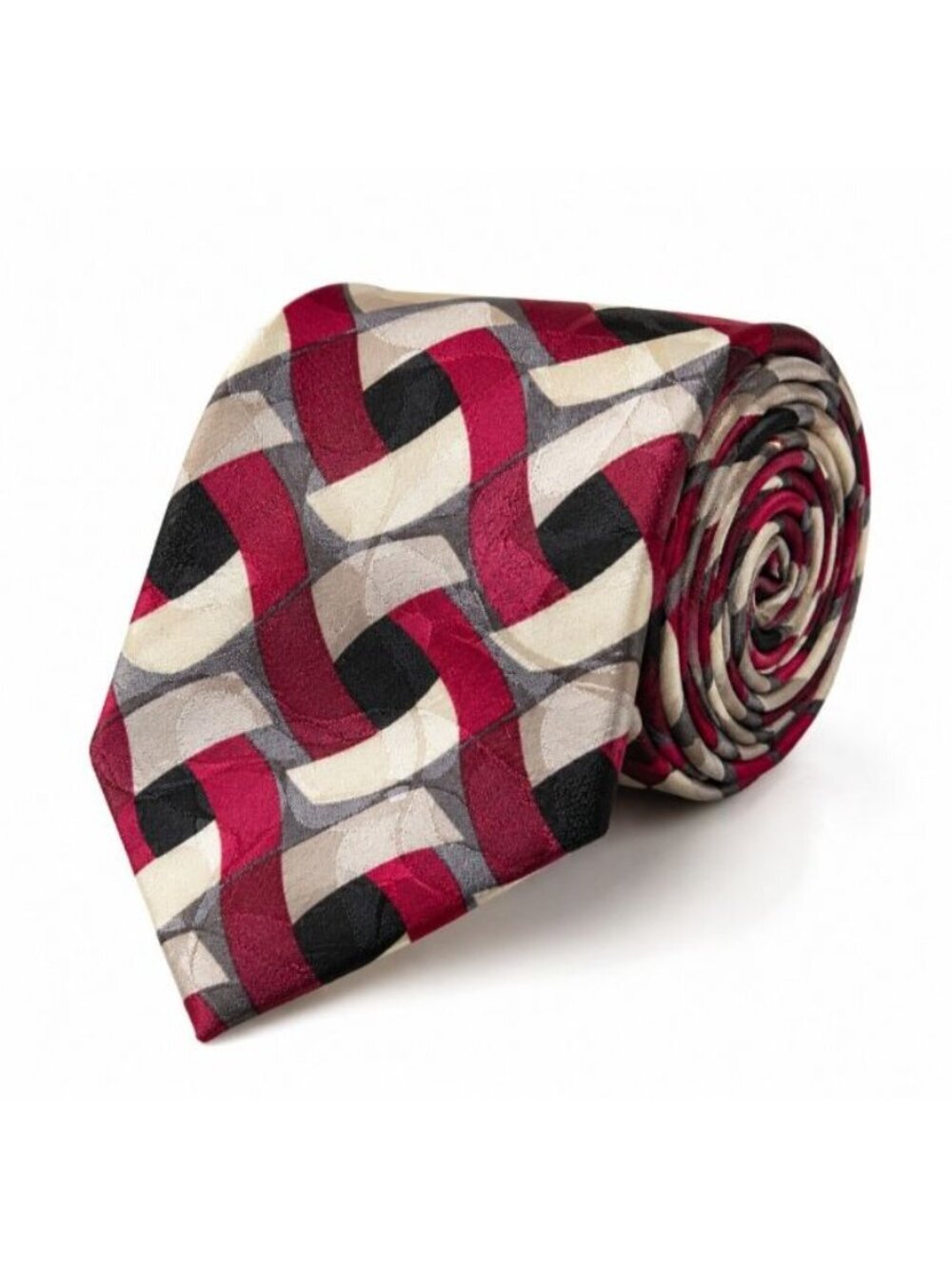 Ziggurat Mulberry Neckwear Silk Geometric Abstract Tie Red Gray USA